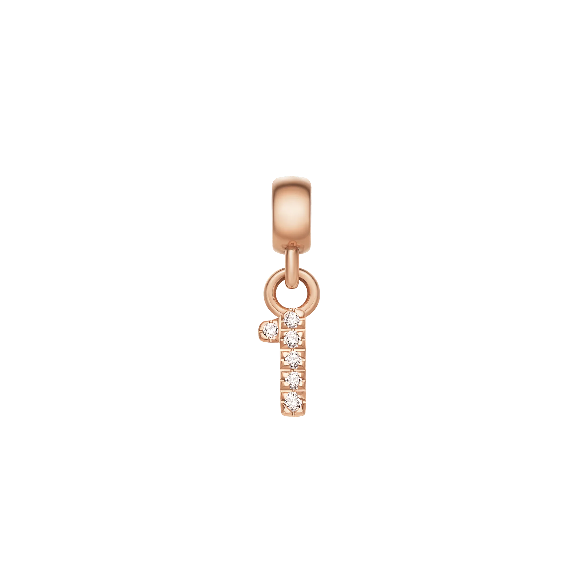 Crystal Number Charm Rose Gold